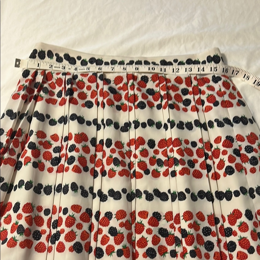J. Crew Red and Black Pleated A-Line Midi Skirt